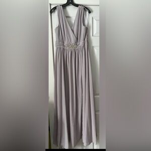 Lulu's Gray Long Dress with Embellishments